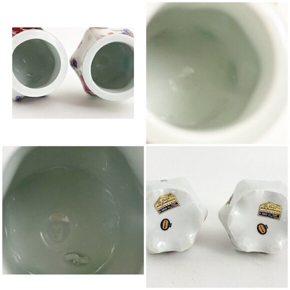 T. LIMOGE Italy Peint A La Main Dresser Vases With Lids 4” Tall Containers 2pc - Picture 11 of 12